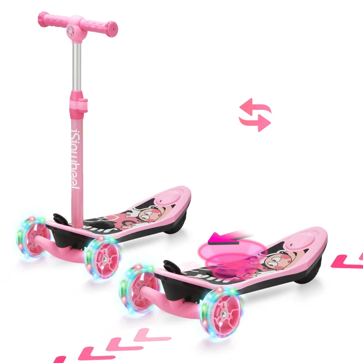 3-Wheel Mini 2in1 Kids Electric Scooter Height Adjustable Lean to Steer Kick Scooter for 3-12 Boys Girls