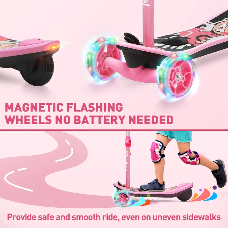3-Wheel Mini 2in1 Kids Electric Scooter Height Adjustable Lean to Steer Kick Scooter for 3-12 Boys Girls