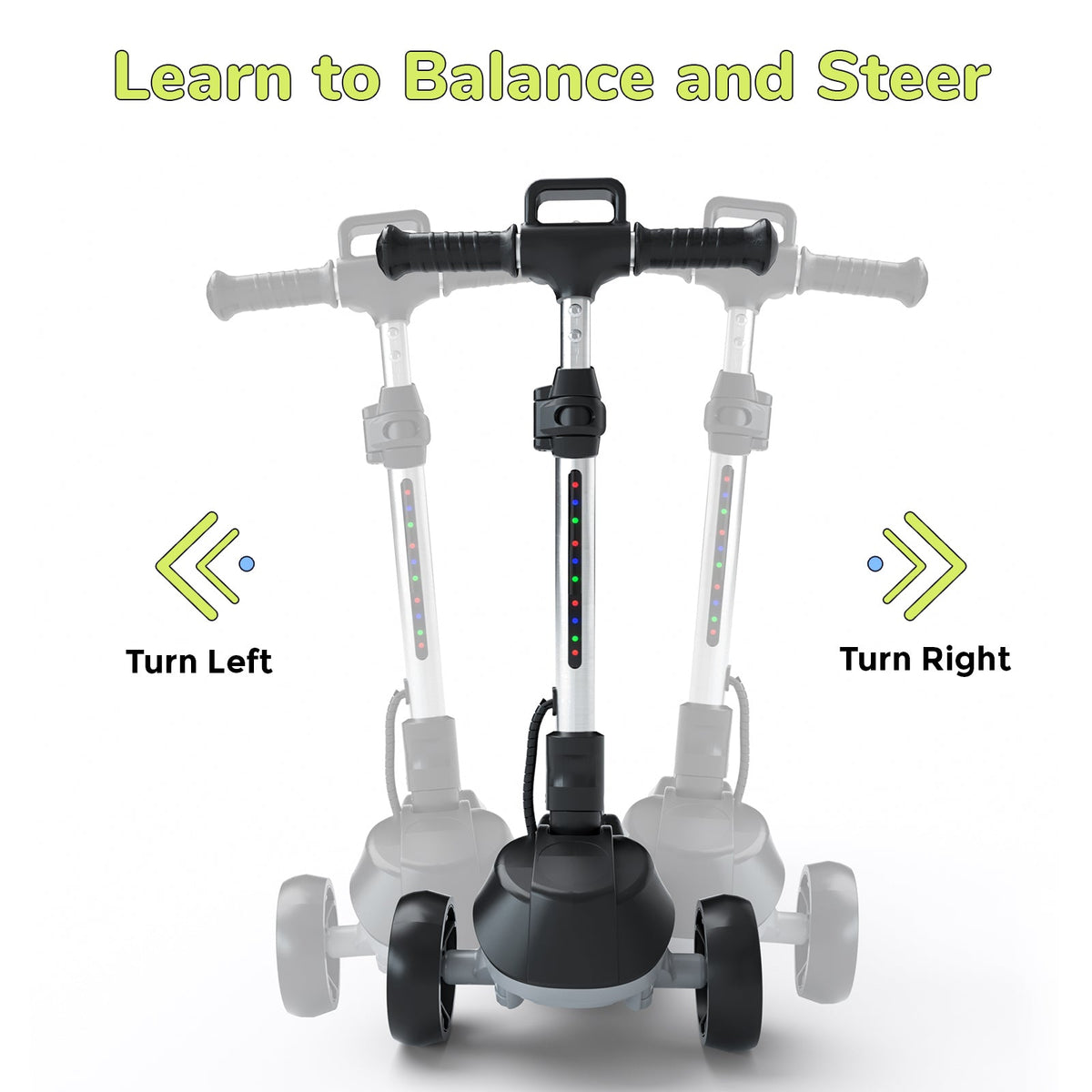 iScooter iK2/iK3 3-Wheel Electric Scooter with Colorful Flashing Wheel