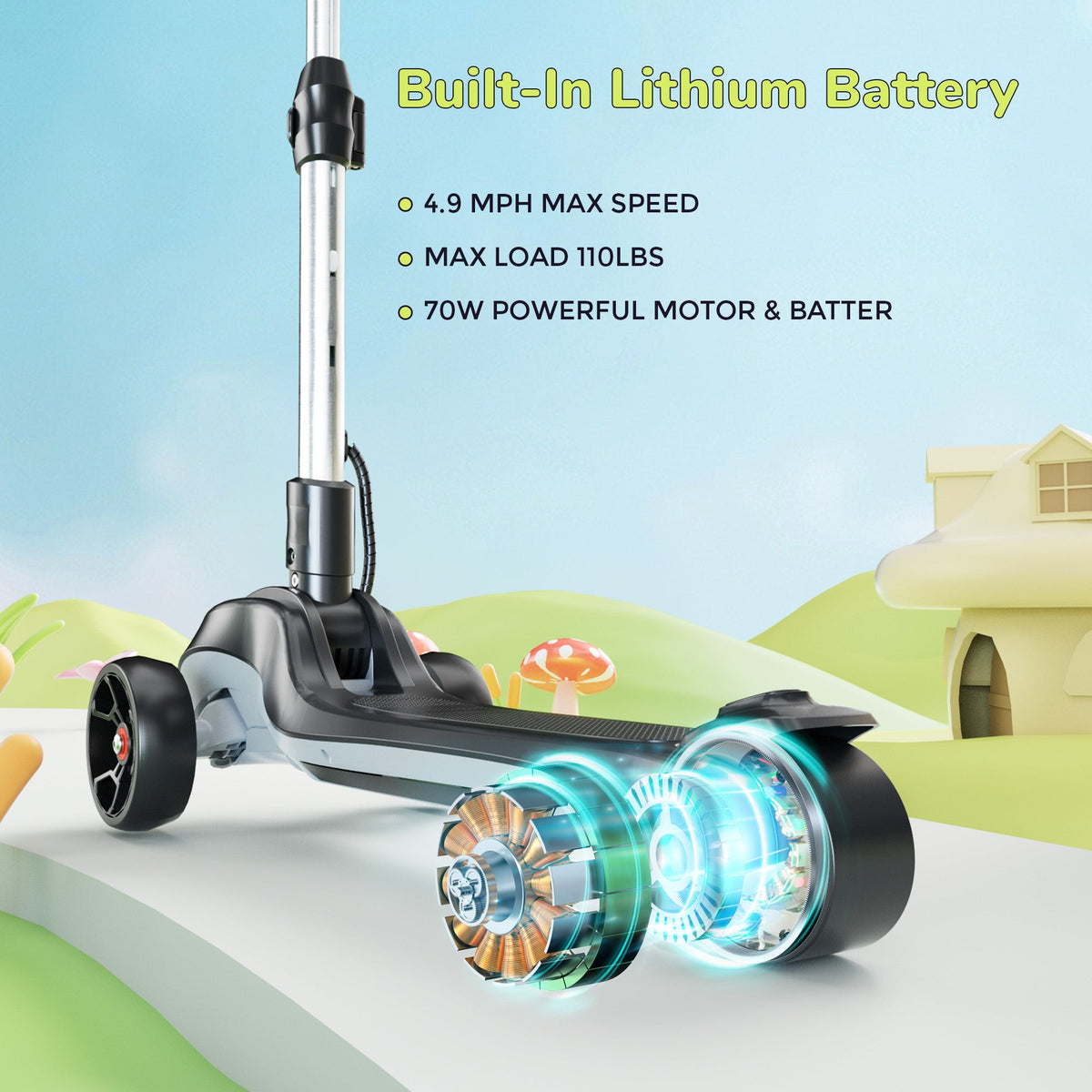 iScooter iK2/iK3 3-Wheel Electric Scooter with Colorful Flashing Wheel