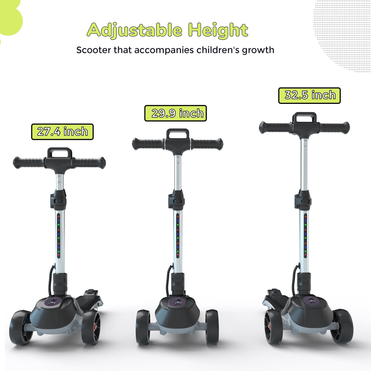 iScooter iK2/iK3 3-Wheel Electric Scooter with Colorful Flashing Wheel