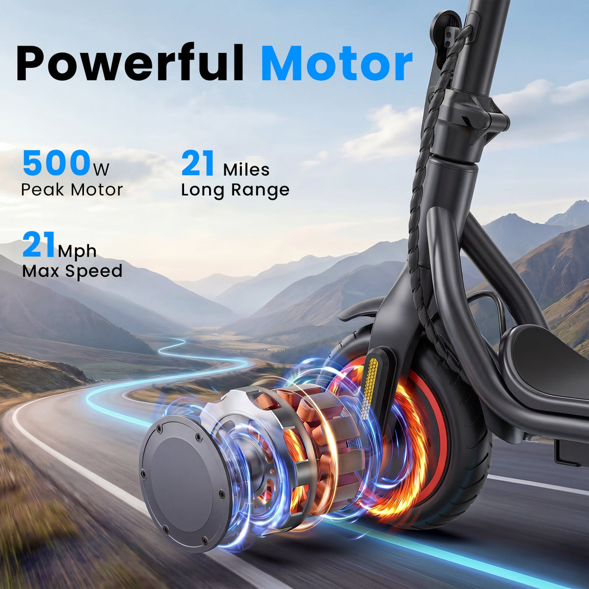 L8 Electric Scooter for Adults 500W Motor 21Mph
