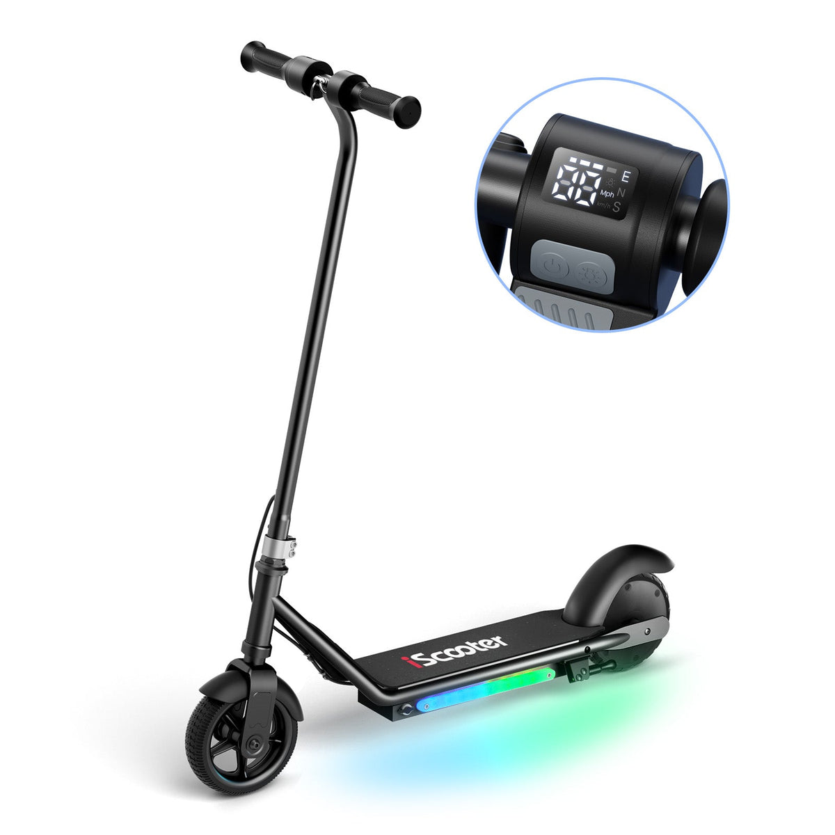iScooter iK2/iK3 3-Wheel Electric Scooter with Colorful Flashing Wheel