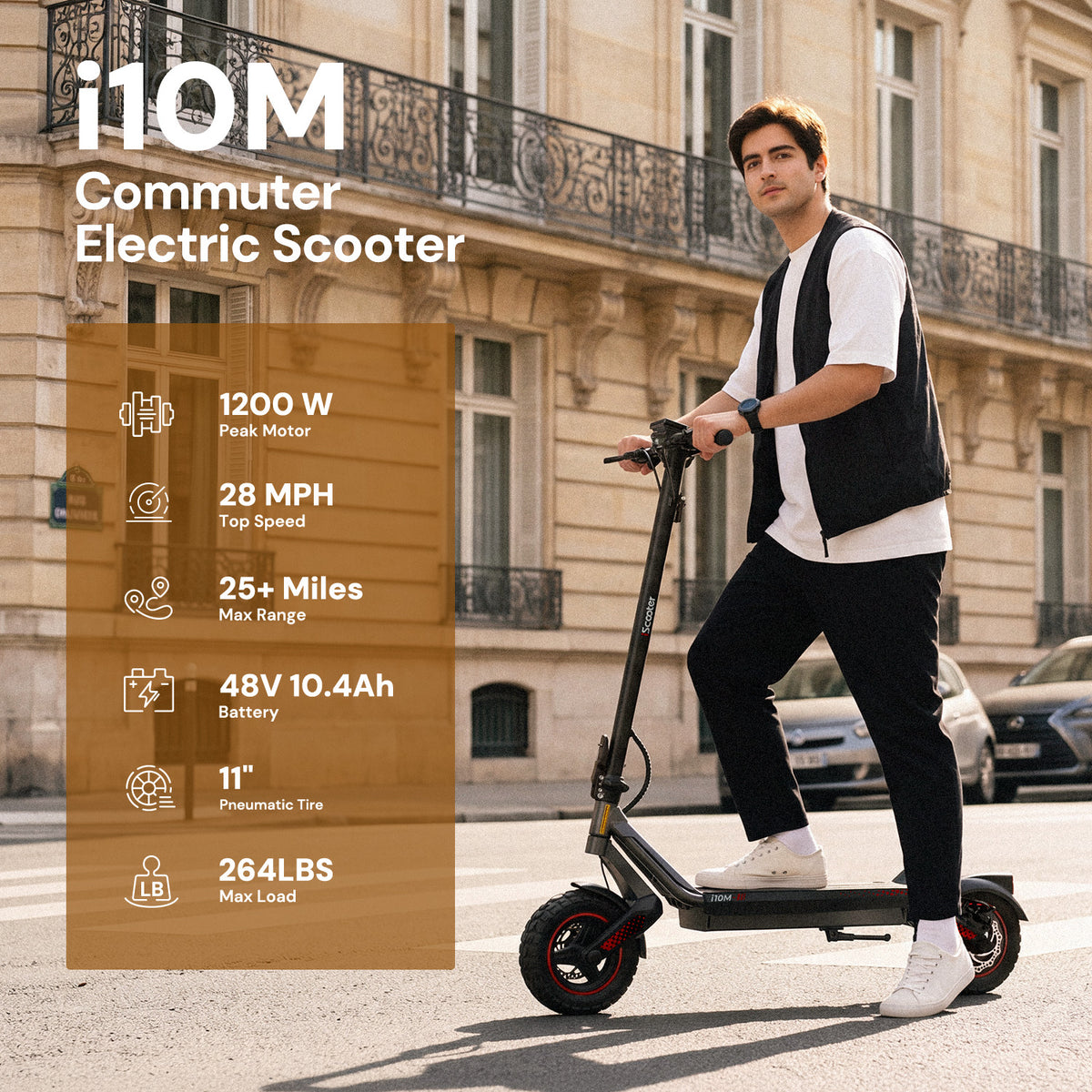 i10M Commuter Electric Scooter 1200W/28MPH