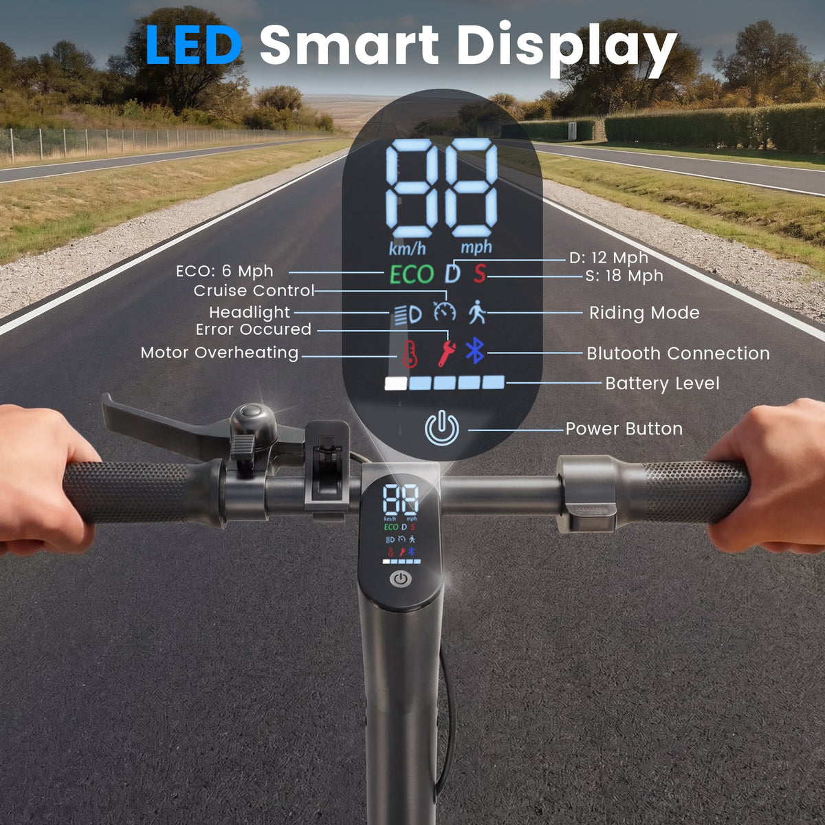 L8 Electric Scooter for Adults 500W Motor 21Mph