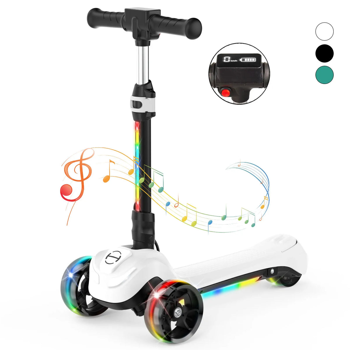 iScooter iK2/iK3 3-Wheel Electric Scooter with Colorful Flashing Wheel