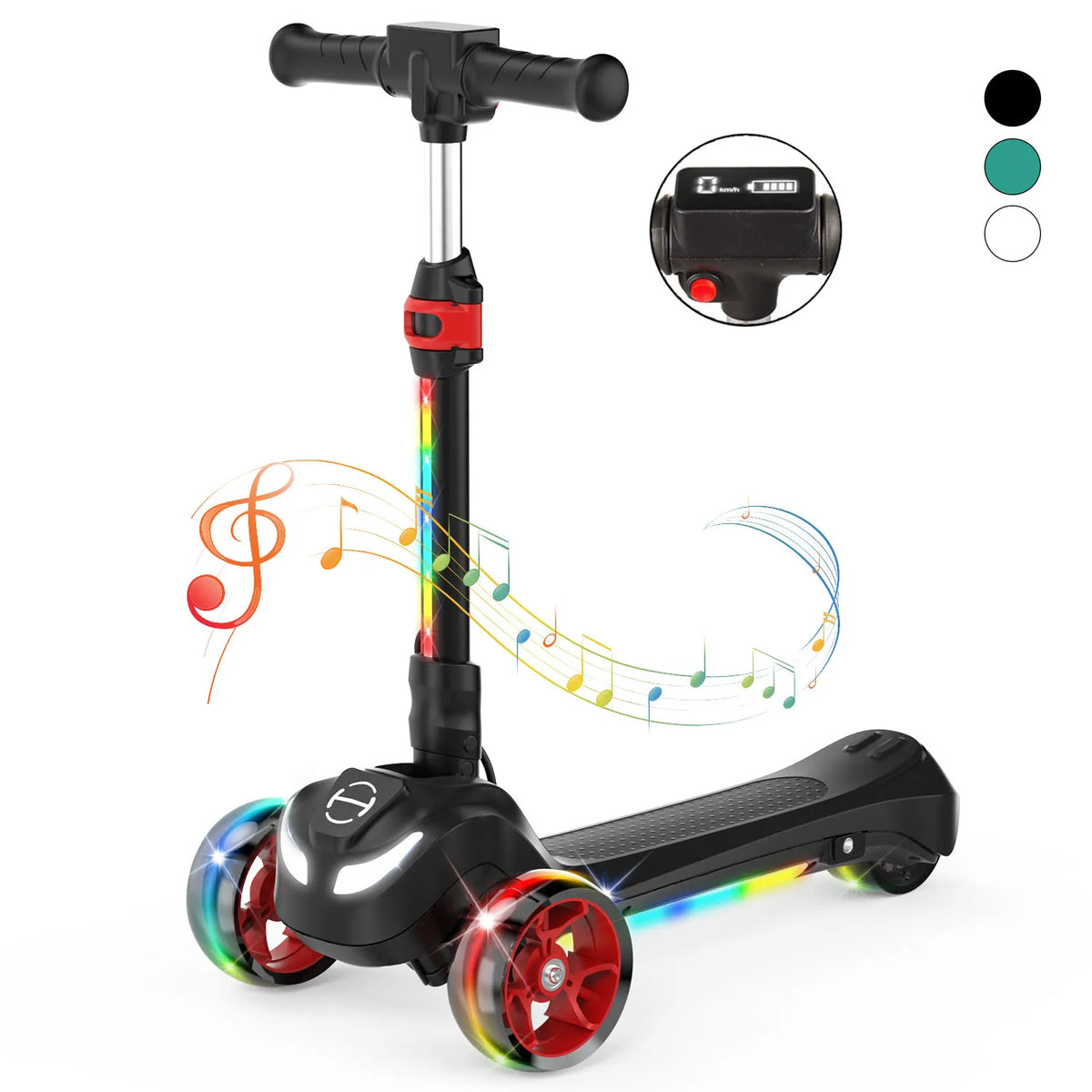 iScooter iK2/iK3 3-Wheel Electric Scooter with Colorful Flashing Wheel