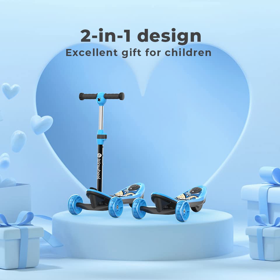 3-Wheel Mini 2in1 Kids Electric Scooter for 3-12 Boys Girls