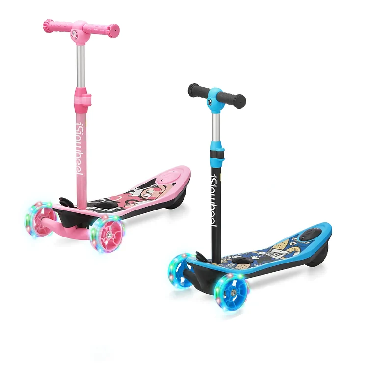 3-Wheel Mini 2in1 Kids Electric Scooter Height Adjustable Lean to Steer Kick Scooter for 3-12 Boys Girls