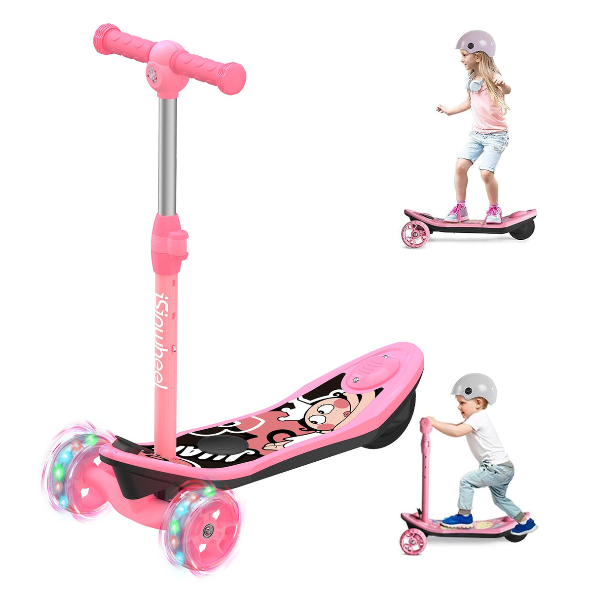 3-Wheel Mini 2in1 Kids Electric Scooter for 3-12 Boys Girls