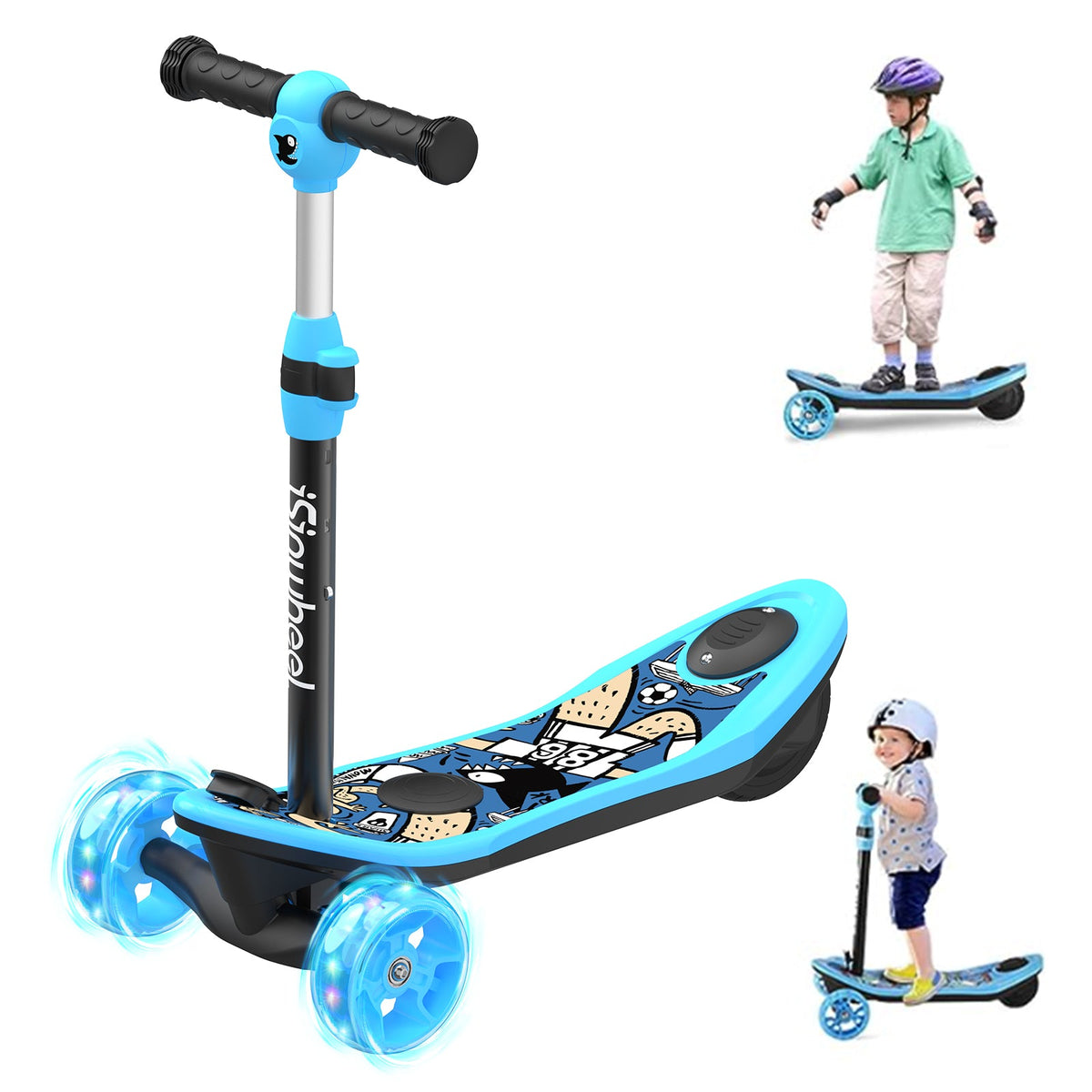 3-Wheel Mini 2in1 Kids Electric Scooter for 3-12 Boys Girls