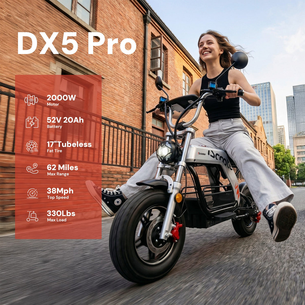 iScooter DX5Pro | Electric Scooter with Seat 2000W Motor