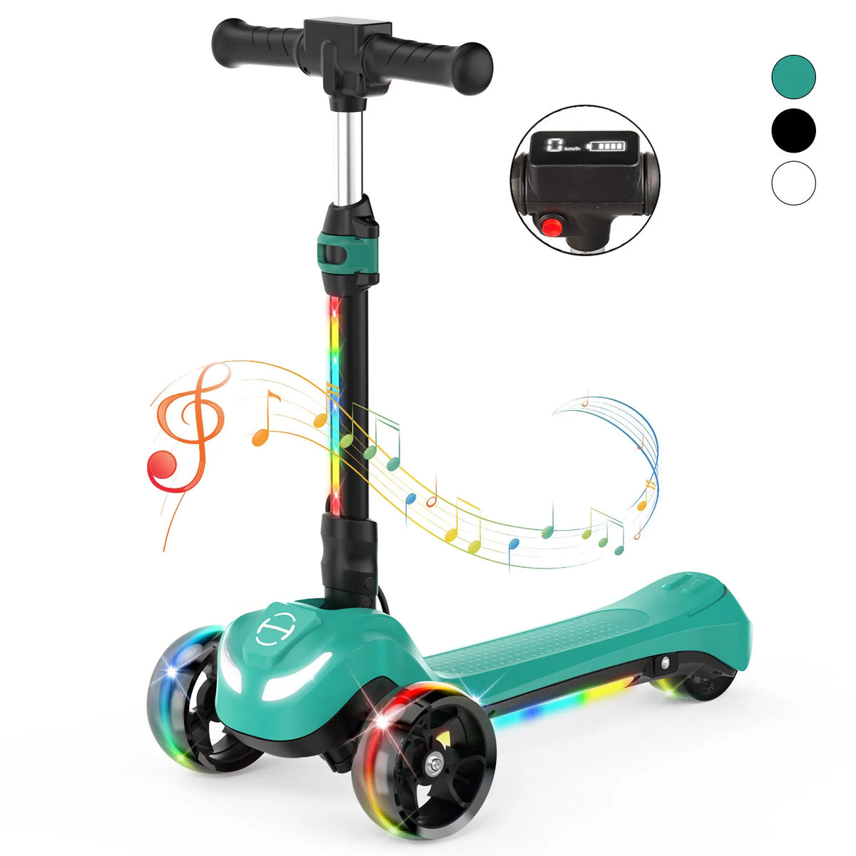 iScooter iK2/iK3 3-Wheel Electric Scooter with Colorful Flashing Wheel