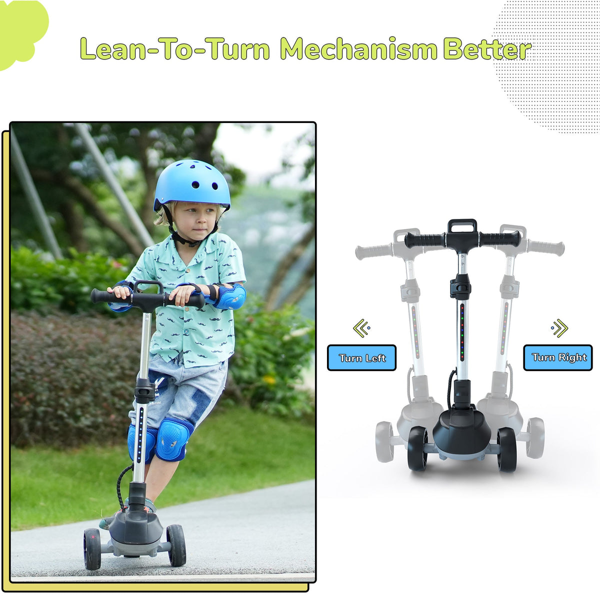 iScooter iK2/iK3 3-Wheel Electric Scooter with Colorful Flashing Wheel