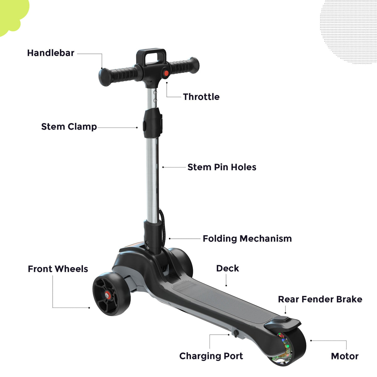 iScooter iK2/iK3 3-Wheel Electric Scooter with Colorful Flashing Wheel