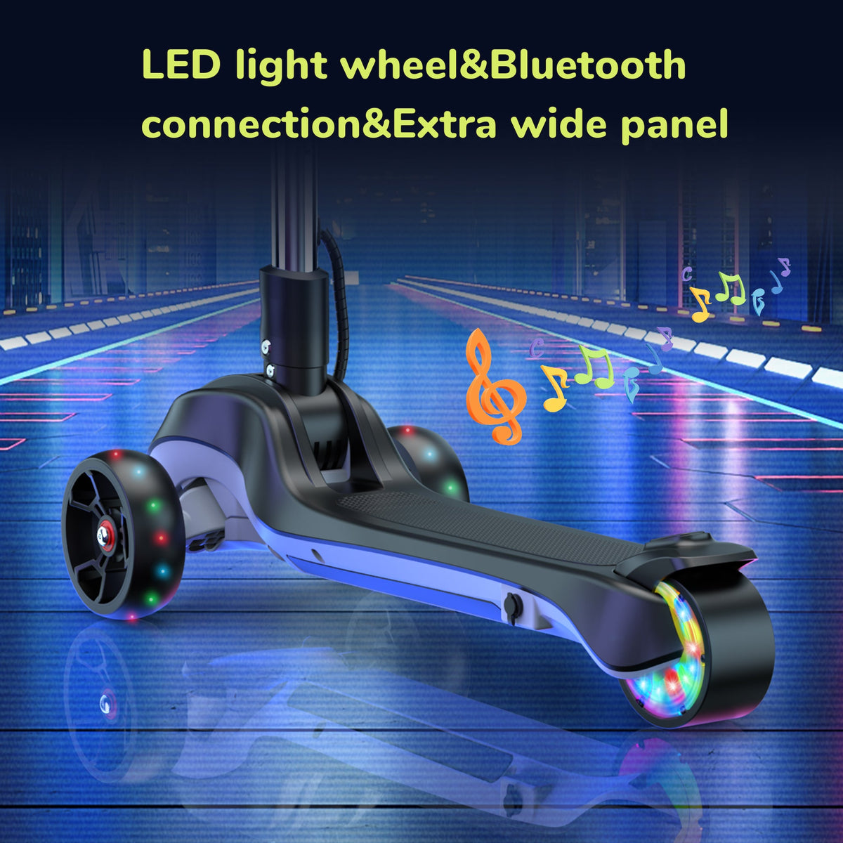 iScooter iK2/iK3 3-Wheel Electric Scooter with Colorful Flashing Wheel