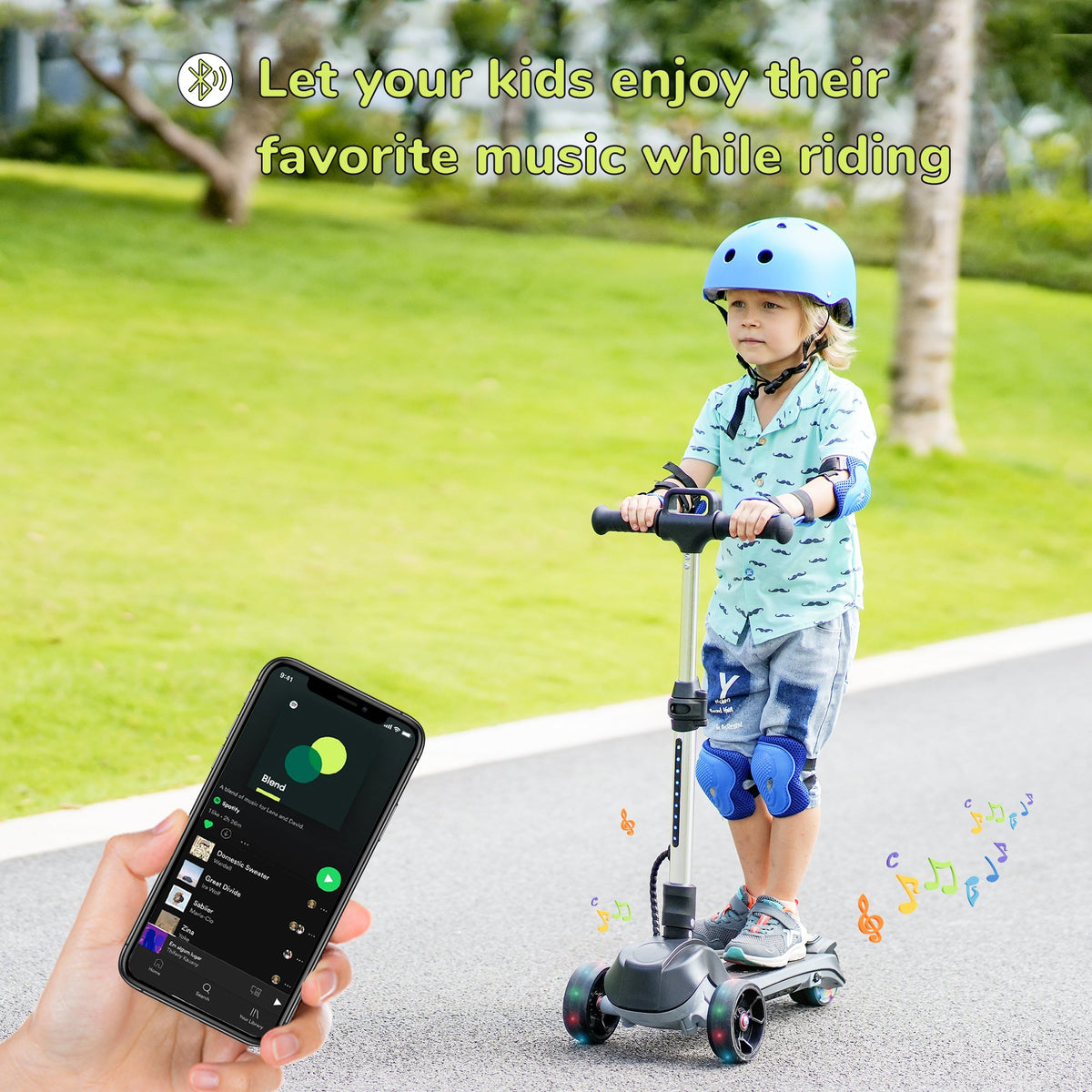iScooter iK2/iK3 3-Wheel Electric Scooter with Colorful Flashing Wheel