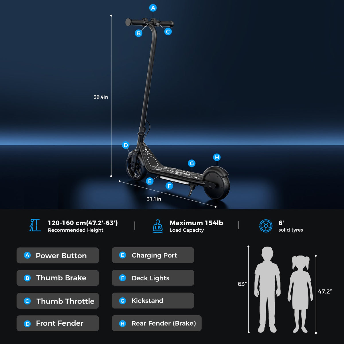 K2 Electric Scooter for Kids 150W Motor