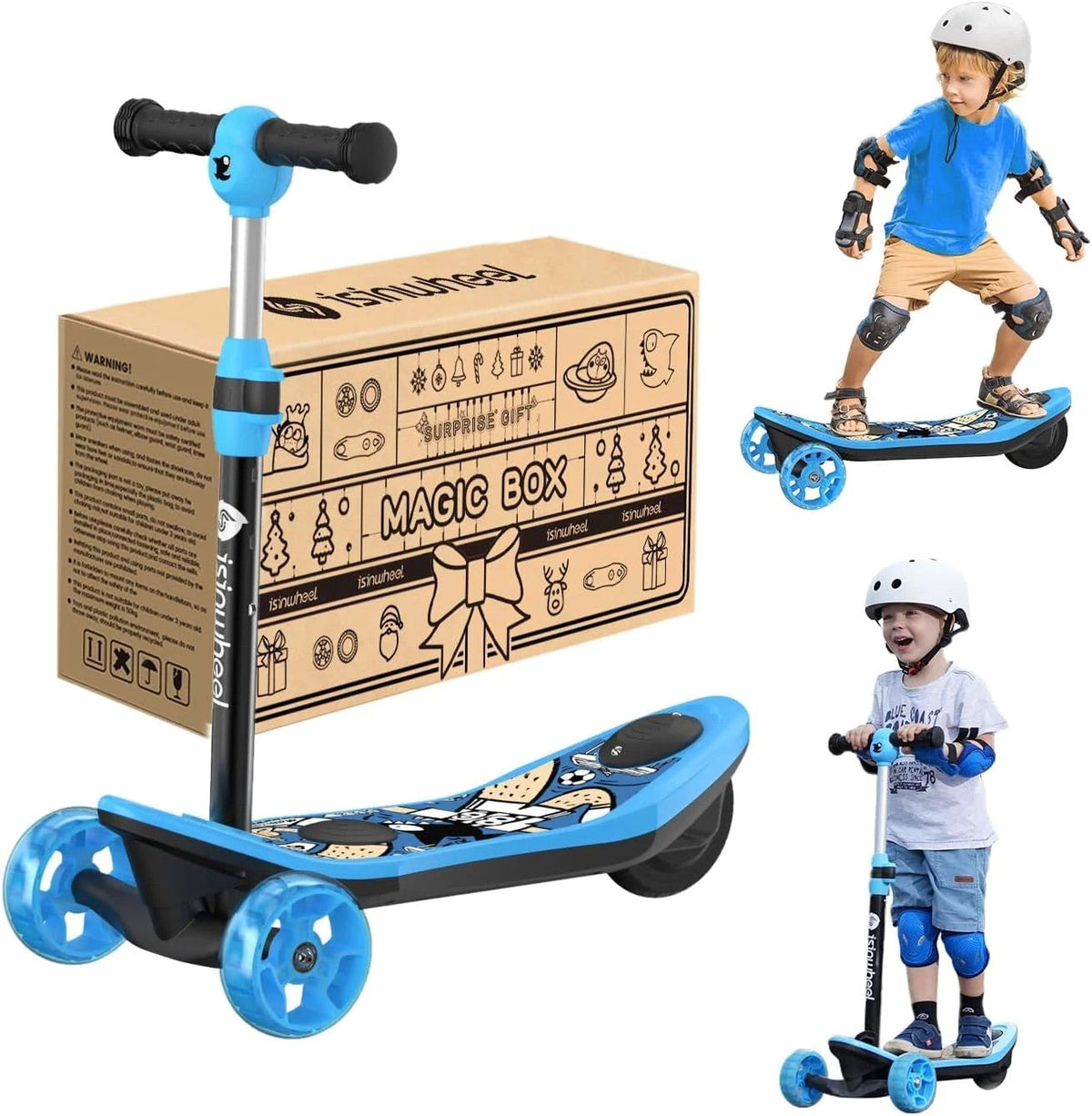 3-Wheel Mini 2in1 Kids Electric Scooter for 3-12 Boys Girls