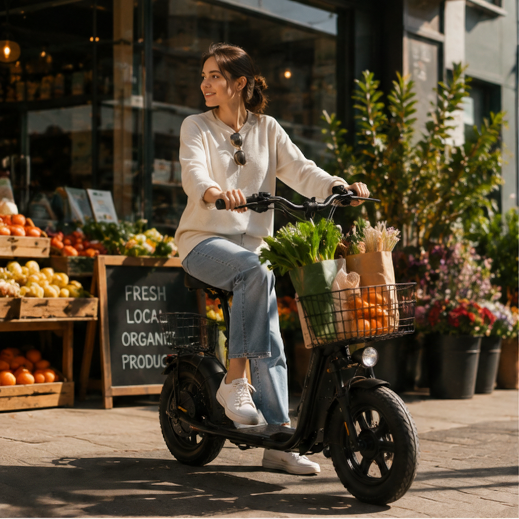 Electric scooter groceries lifestyle