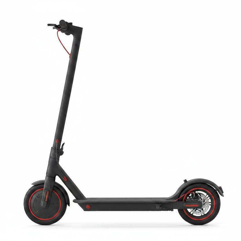 Electric scooter side view white background